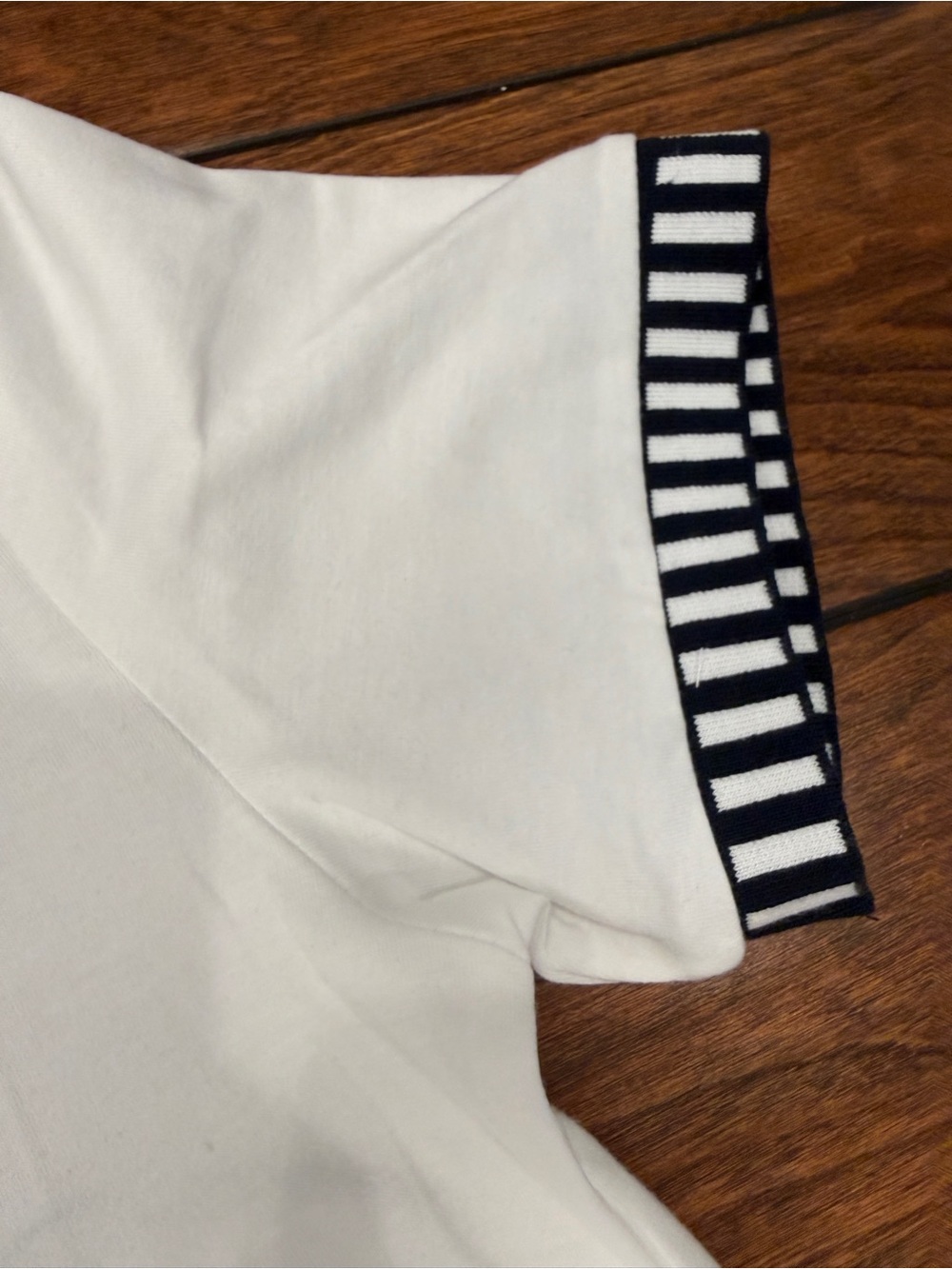 Chic Embroidered Pearl Detail Tee | Black & White Trim Luxe Top - Picture 4 of 4